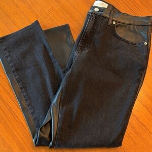 Half Pleather Half Black Denim Jeans